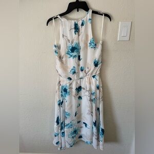 White House Black Market Backless Floral Dress - Blue and White